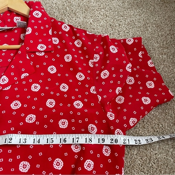 Vintage Suburbans Button Down Blouse Red White Collared Retro Women’s Size 8 - Picture 5 of 7